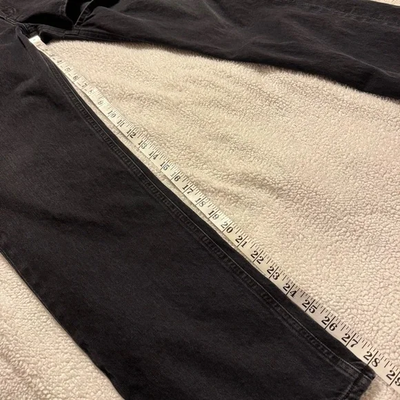 AGOLDE Lana Slice Mid-rise Straight-leg Jeans Distressed Black Gray Leg Hole - Picture 12 of 16